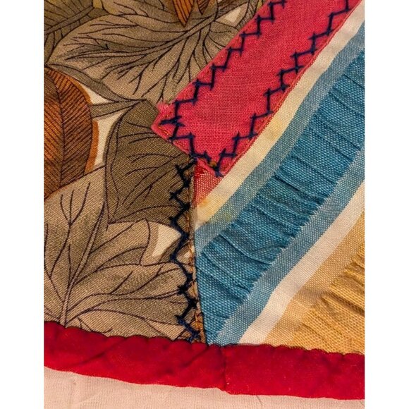 Crazy Quilt Placemats Handmade Patchwork Maximalism Retro Set Of 4 Vtg 70s Red - Picture 11 of 16